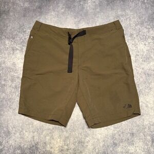 The North Face Mens Green Hiking Shorts Size 40 Nylon Spandex Belted Cargo Trail